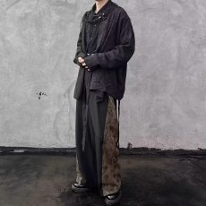 批发2024春季新中式复古国风拼接西裤高级感高腰阔腿拖地裤垂感西裤