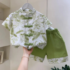 批发男童汉服2024新款中式国风男孩宝宝夏装套装潮<b class='q'>儿童</b>改良唐装<b class='q'>演出服</b>