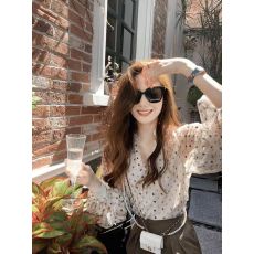 批发<b class='q'>波点</b>雪纺<b class='q'>衬衫</b>女士夏季新款外穿法式设计感小众蕾丝拼接防晒衫上衣