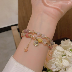 批发复古巴洛克珍珠人像圆牌双层手链轻奢小众时尚轻奢手串新中式手饰