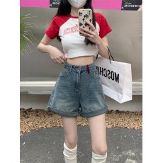 实拍复古卷边牛仔短裤女2026夏季新款高腰宽松显瘦百搭阔腿热裤