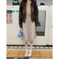 批发2026<b class='q'>新款</b>韩版chic夏季<b class='q'>新款</b>法式复古格子<b class='q'>半身裙</b>