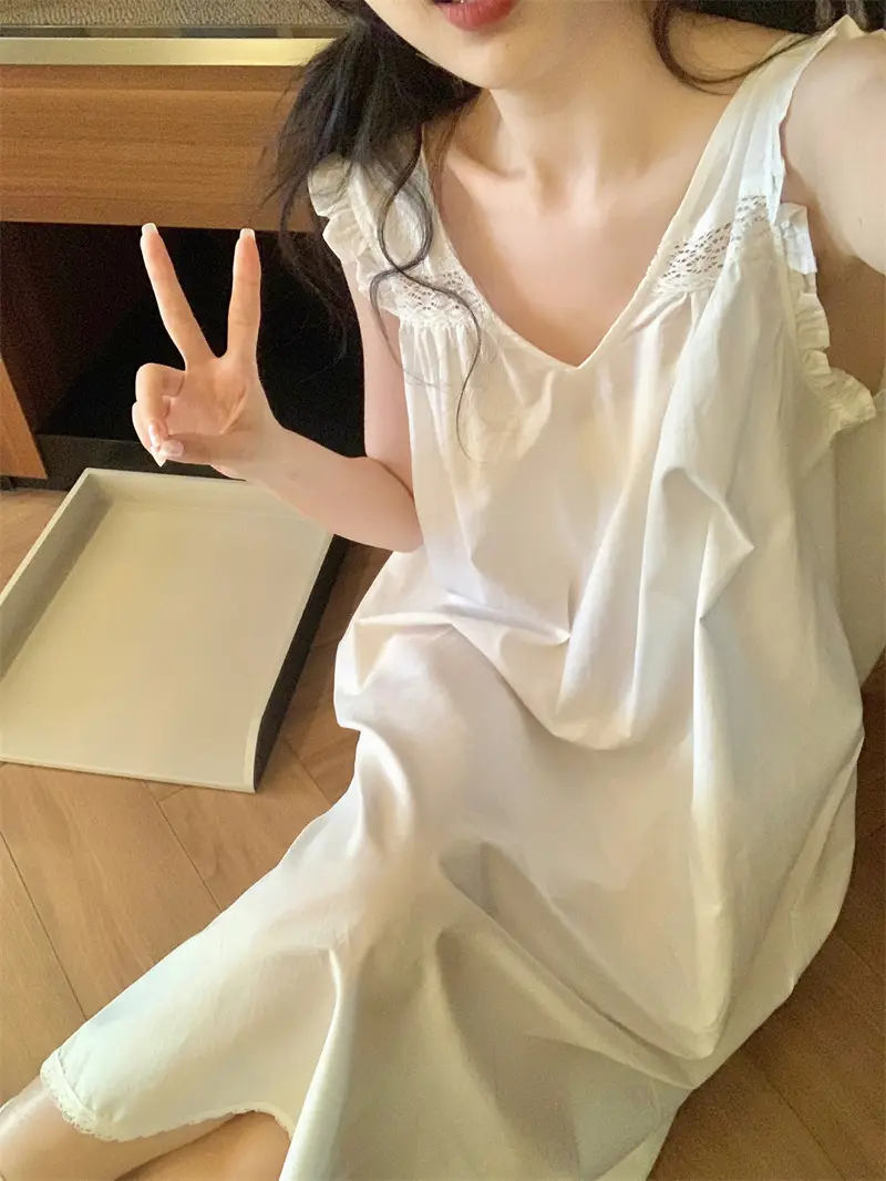 프랑스 스타일 레이스 V넥 홈웨어 상세 이미지 2