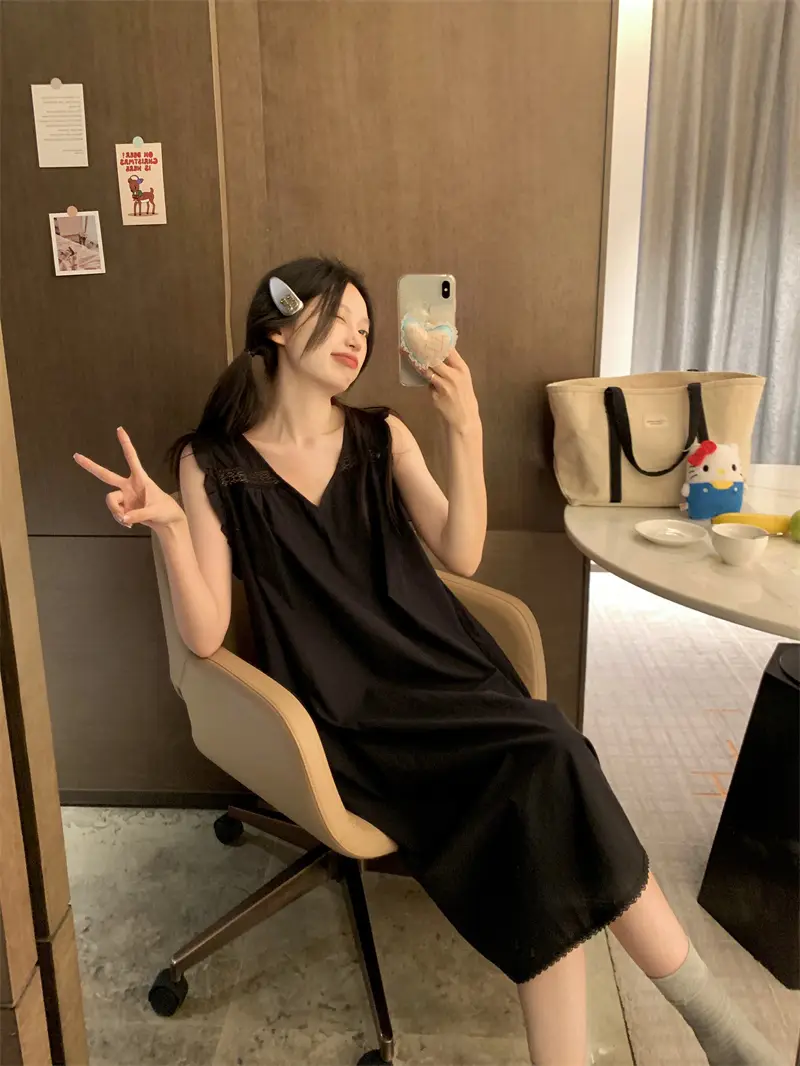 프랑스 스타일 레이스 V넥 홈웨어 상세 이미지 3