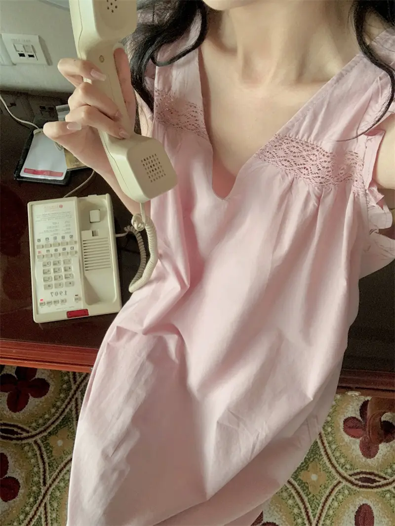 프랑스 스타일 레이스 V넥 홈웨어 상세 이미지 4