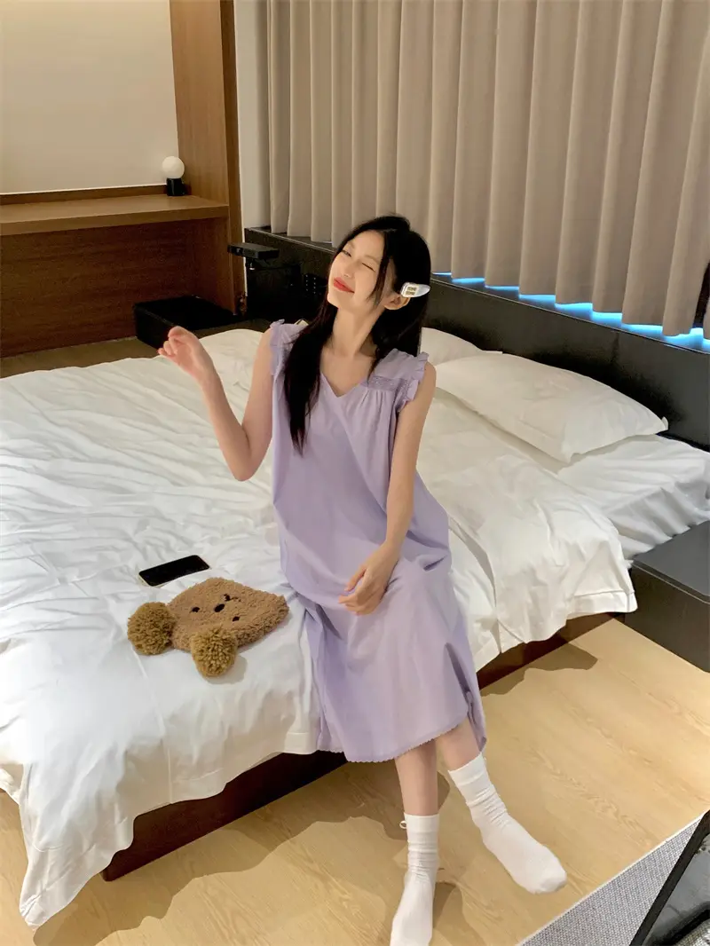 프랑스 스타일 레이스 V넥 홈웨어 상세 이미지 5