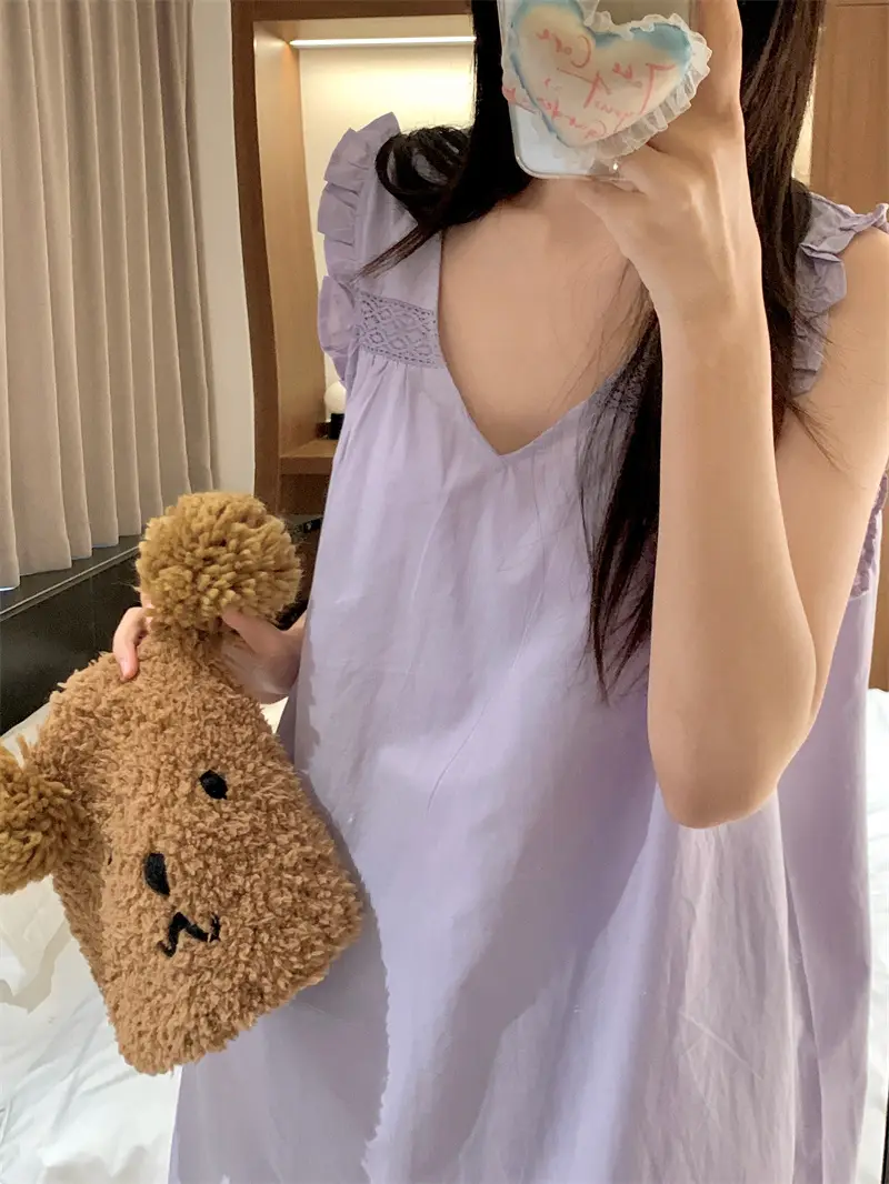 프랑스 스타일 레이스 V넥 홈웨어 상세 이미지 9