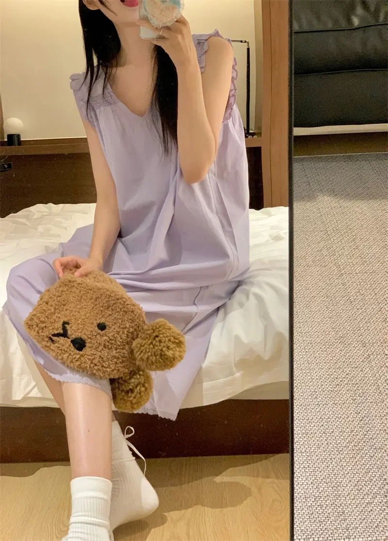 프랑스 스타일 레이스 V넥 홈웨어 상세 이미지 10