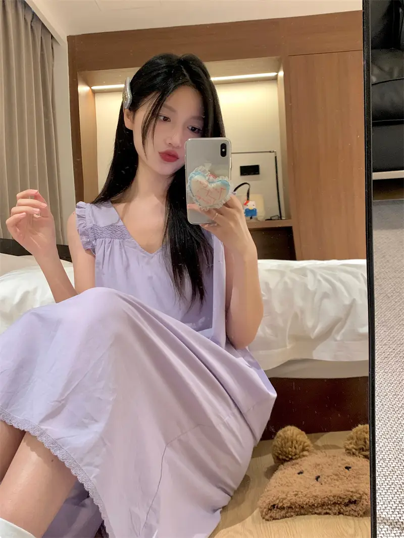 프랑스 스타일 레이스 V넥 홈웨어 상세 이미지 12