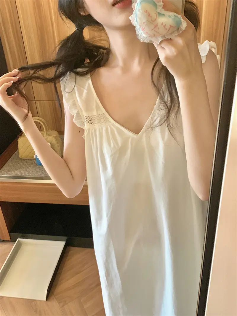 프랑스 스타일 레이스 V넥 홈웨어 상세 이미지 17