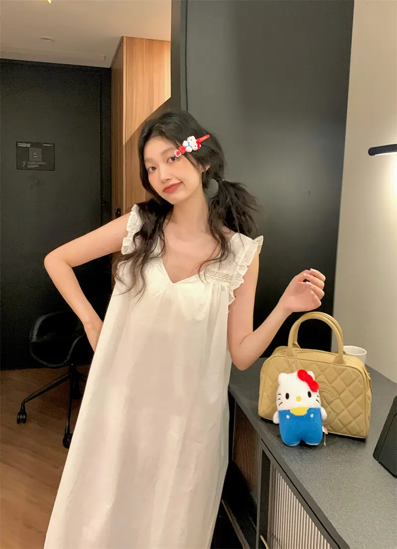 프랑스 스타일 레이스 V넥 홈웨어 상세 이미지 18