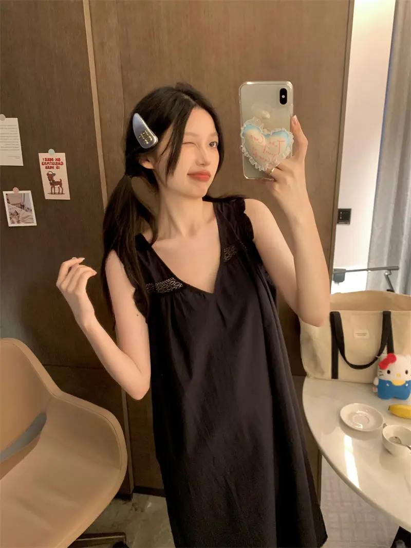 프랑스 스타일 레이스 V넥 홈웨어 상세 이미지 35