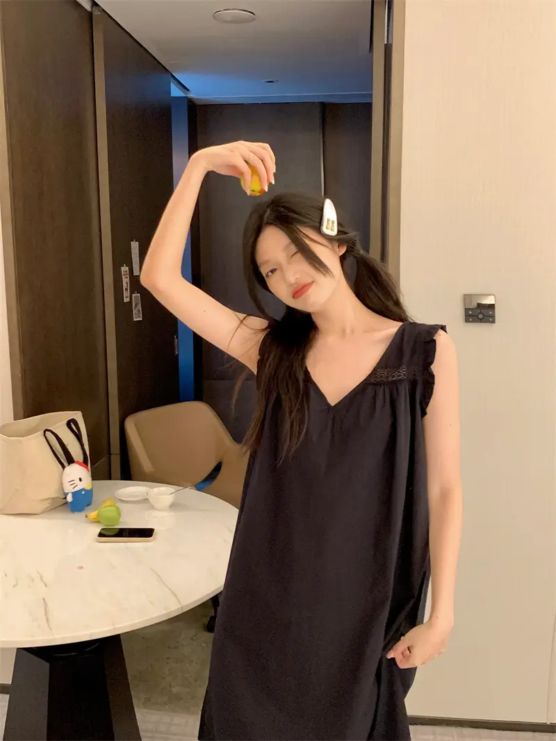 프랑스 스타일 레이스 V넥 홈웨어 상세 이미지 40