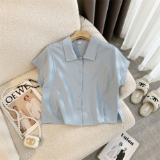 批发实拍◆无袖衬衫女开叉<b class='q'>夏</b>季新款显瘦单排扣宽松短袖设计感小众