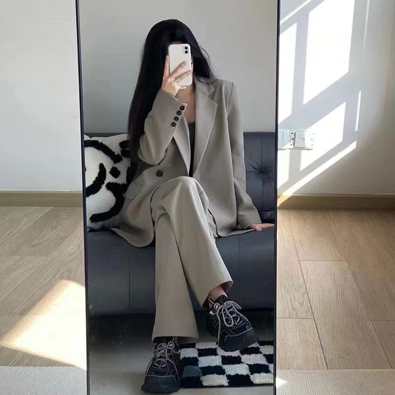 Fashionable casual high-end suit jacket for women 2024 spring and autumn new Korean style loose and slim two-piece suit suit