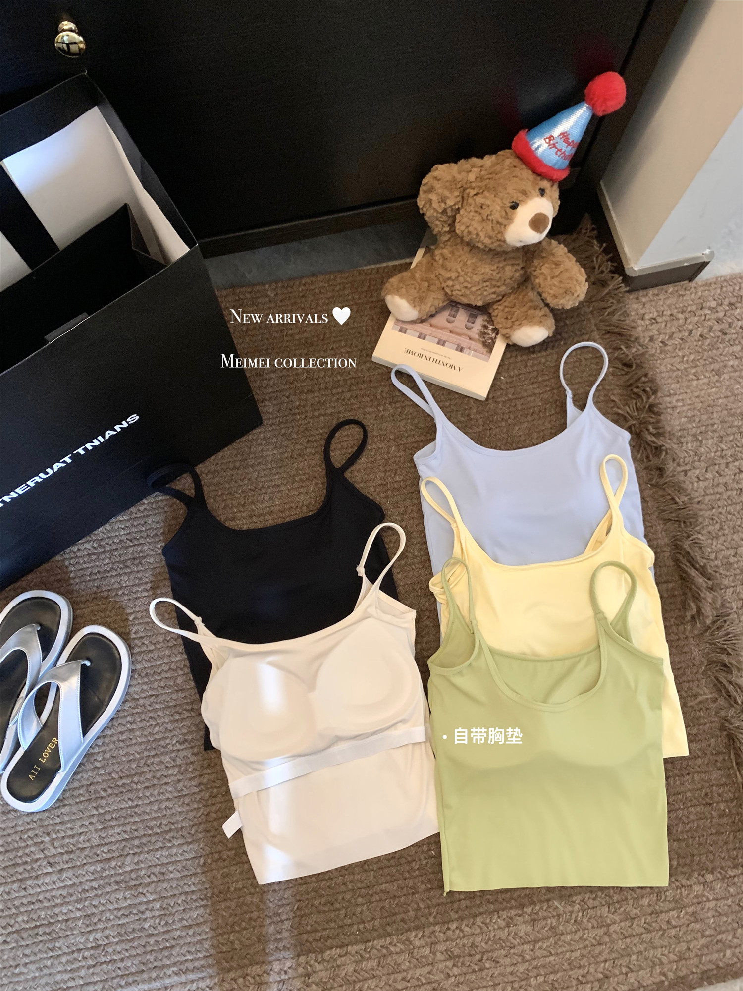 Actual shot~ New style camisole tank top slimming innerwear outerwear U-shaped beautiful back 2024 summer