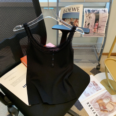 批发实拍纽扣蕾丝冰丝吊带背心女春夏新款文胸一体纯欲风V领打底内搭