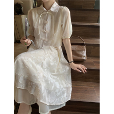 批发新中式<b class='q'>伴娘</b>服2024新款夏季大码胖mm成人礼<b class='q'>礼服</b>套装小个子连衣裙