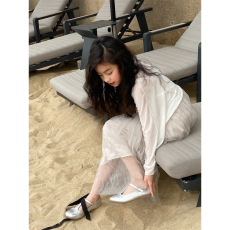 批发海边风2024<b class='q'>夏</b>装女童韩国短款针织衫长袖防晒罩衫洋气薄款上衣外套