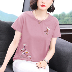 批发短袖T恤女2026年新款中年<b class='q'>妈妈装</b>体恤显瘦纯棉半袖上衣女夏