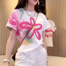 批发欧货2026夏季新款<b class='q'>花朵</b>扎染印花短袖<b class='q'>T</b><b class='q'>恤</b>宽松百搭时尚显瘦纯棉上衣