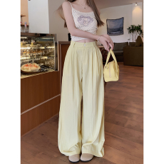 批发实拍！2026新款松紧腰时尚休闲裤女宽松西装裤阔腿裤