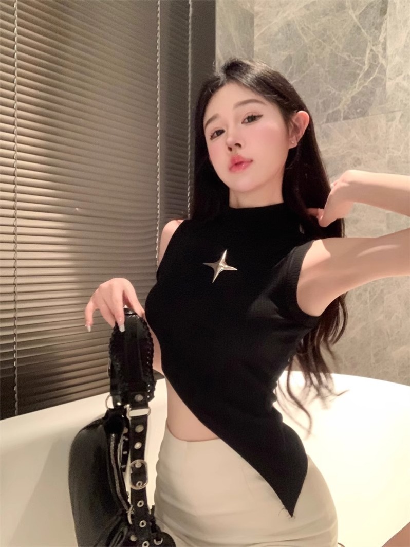 辣妹法式背心春秋內搭女修身顯瘦無袖上衣外穿小眾