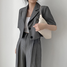 批发现货chic~新款韩版宽松<b class='q'>休闲</b>洋气西装外套女<b class='q'>西服</b>长裤两件套装