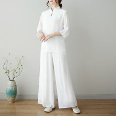 批发实拍新中式夏季新款民族风禅意打坐练功服两件套国风瑜伽茶服女