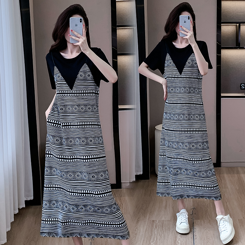 PF14539# 韩系设计感拼接连衣裙女夏季新款法式气质高端精致显瘦超好看...