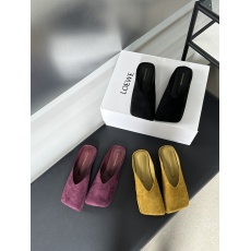 批发2024夏季新品欧美风街拍方头绒面一脚蹬平底女拖鞋