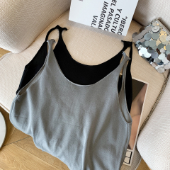 Actual shot Tmall quality American spicy girl design sense high back sweet spicy European and American loose sleeve camisole