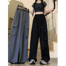 批发实拍美式工装裤2026夏季大码<b class='q'>女</b>装<b class='q'>休闲裤</b>直筒垂感宽松阔腿<b class='q'>裤</b>