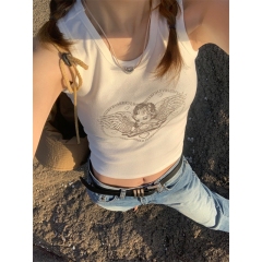 40-ply cotton, 92-cotton, 8-spandex, vintage angel sleeveless bralette for women, summer sweet and spicy small top