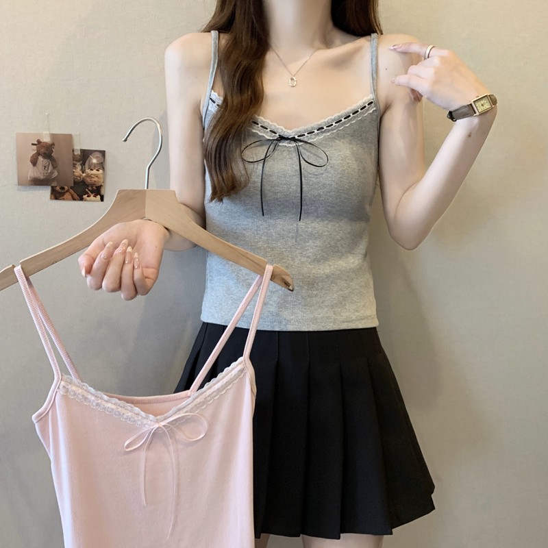 2024 summer drawstring bow camisole for women