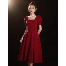 批发新款结<b class='q'>婚礼</b><b class='q'>服</b>女<b class='q'>敬酒</b><b class='q'>服</b>新娘宴会酒红色气质显瘦订婚连衣裙