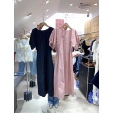 批发韩国东大门-2026年夏装新款宽松显瘦收腰休闲<b class='q'>连衣裙</b>短袖长裙女士