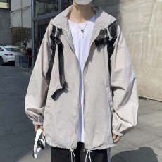 批发【优质风衣皱】原版质量防晒衣男外套轻薄透气宽松连帽百搭防晒服