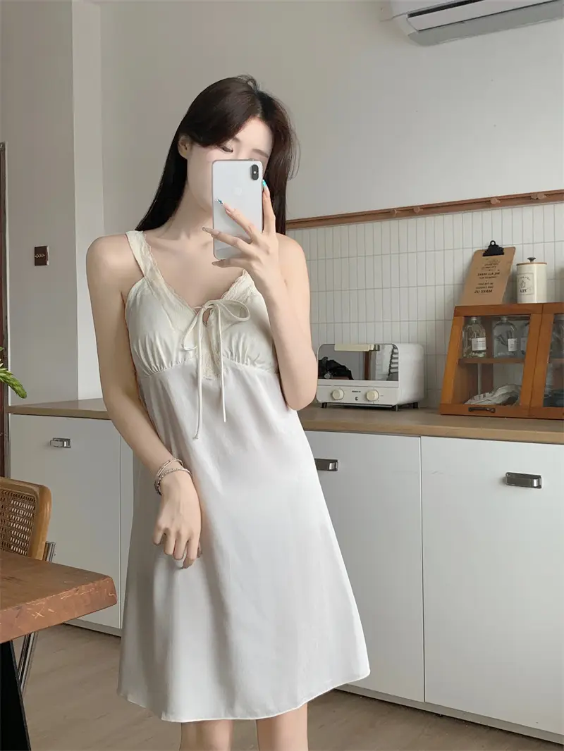 프렌치 샴페인 텍스처 레이스 홈웨어 세트 상세 이미지 4