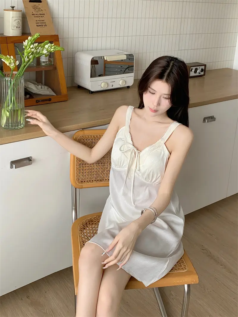 프렌치 샴페인 텍스처 레이스 홈웨어 세트 상세 이미지 12