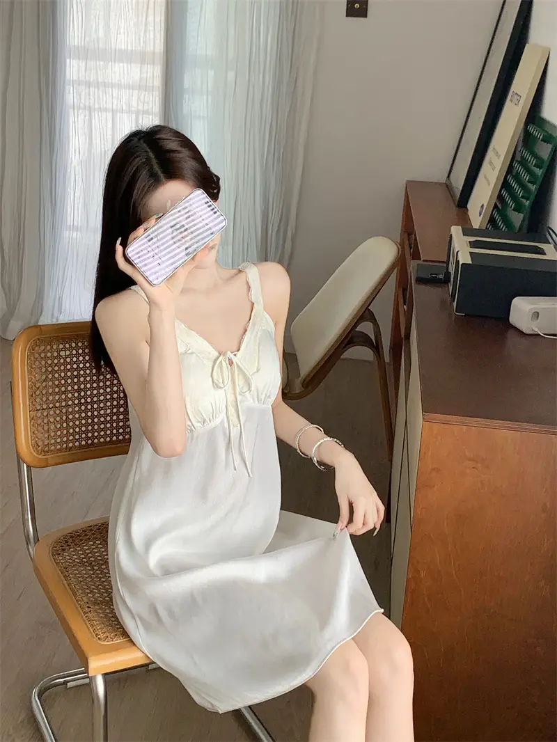 프렌치 샴페인 텍스처 레이스 홈웨어 세트 상세 이미지 13
