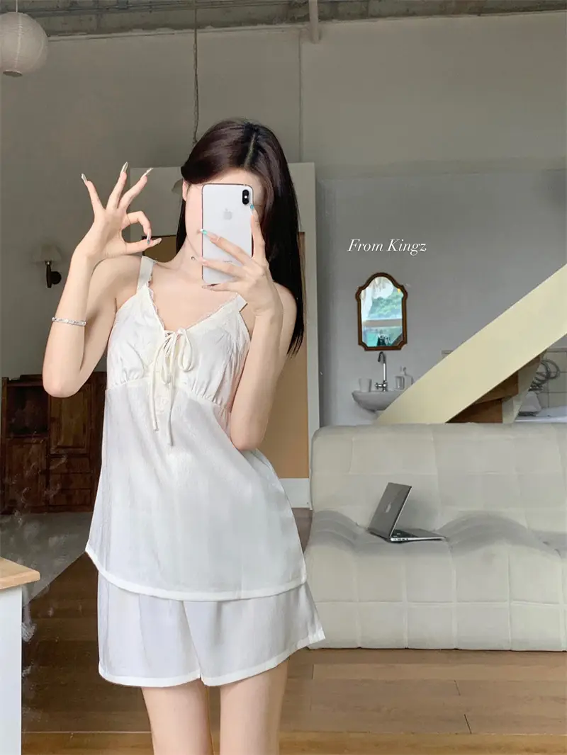 프렌치 샴페인 텍스처 레이스 홈웨어 세트 상세 이미지 22