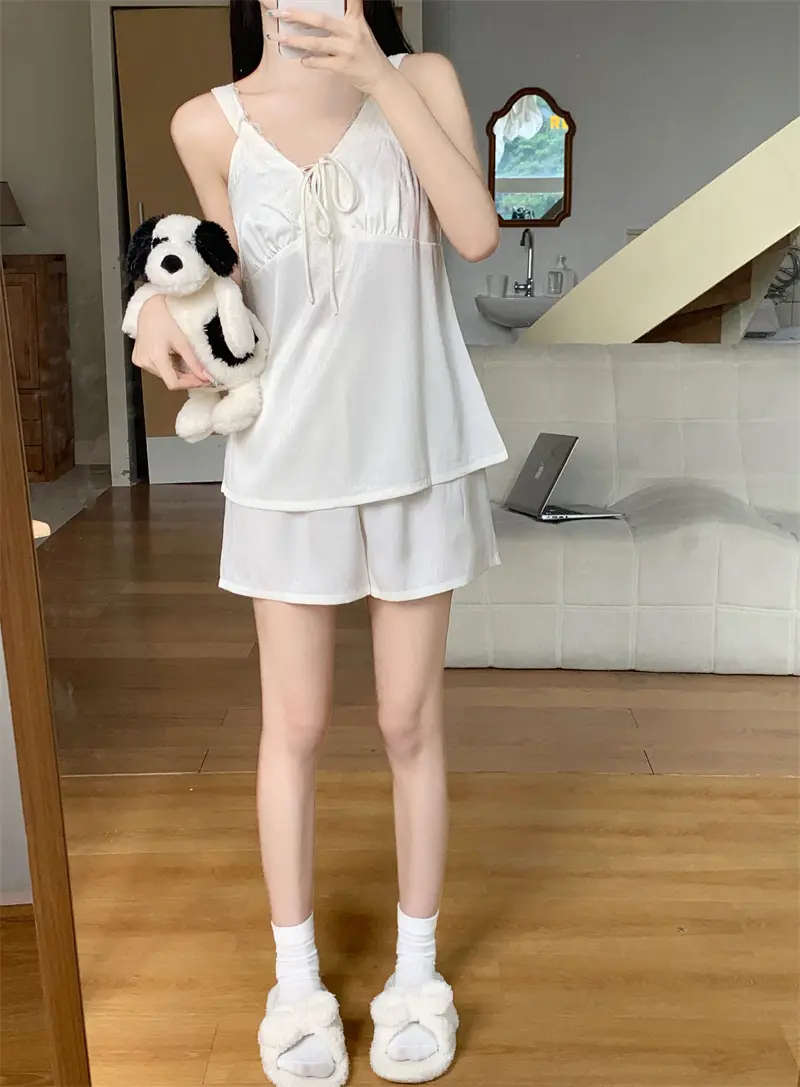 프렌치 샴페인 텍스처 레이스 홈웨어 세트 상세 이미지 26