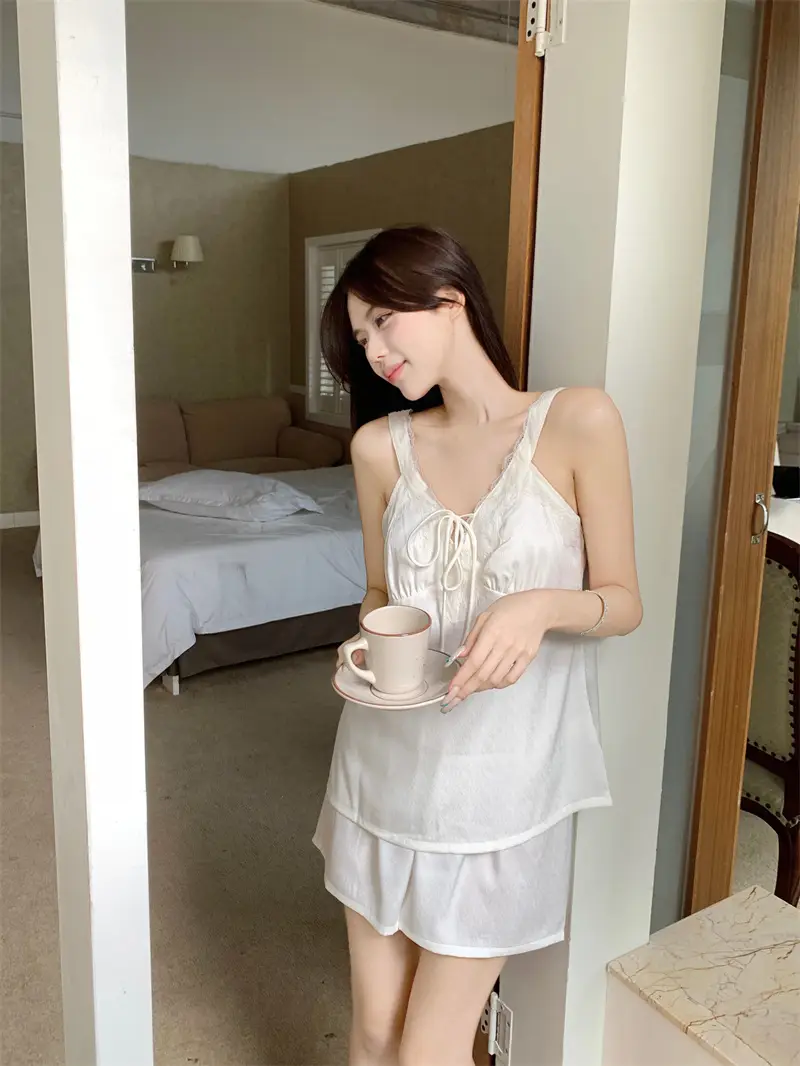 프렌치 샴페인 텍스처 레이스 홈웨어 세트 상세 이미지 30
