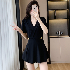 批发实拍大码女装2026夏季新款时尚西装开叉连衣裙短裤两件套套装