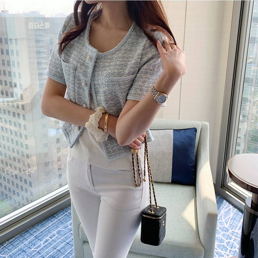 chic summer and spring new Korean short single-breasted coat cardigan with short-sleeved suit