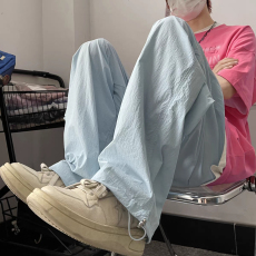 批发多巴胺速干休闲运动女夏季薄款韩版高腰宽松显瘦直筒裤