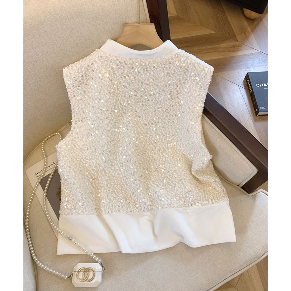 Quality Inspection Official Picture Summer New Style National Style Heavy Industry Disc Button Sequined Vest Light Luxurious and Western Style Sleeveless Vest Jacket Women's Clothing