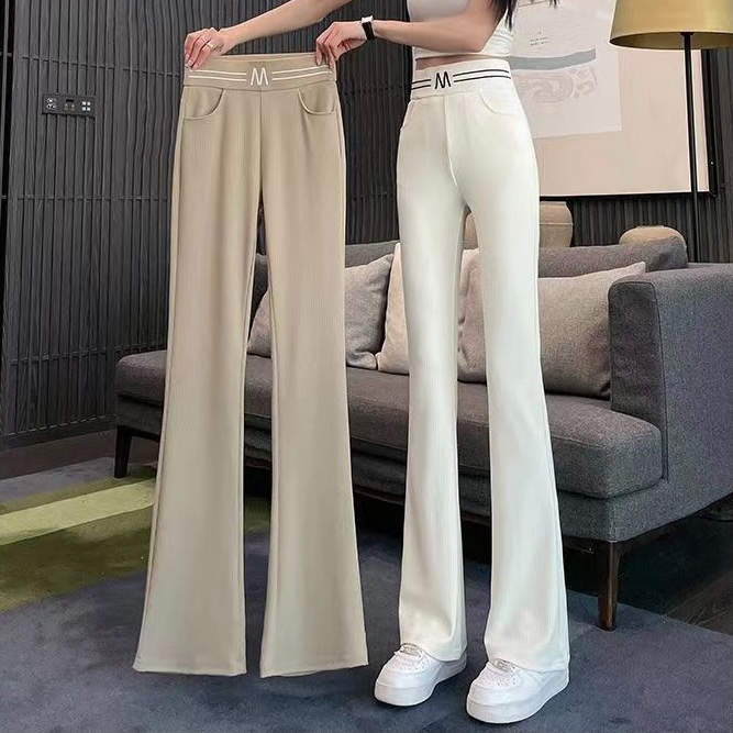 Micro-flare pants for women, autumn thin, 2024 high-waisted elastic super slim and drapey wide-leg straight pants