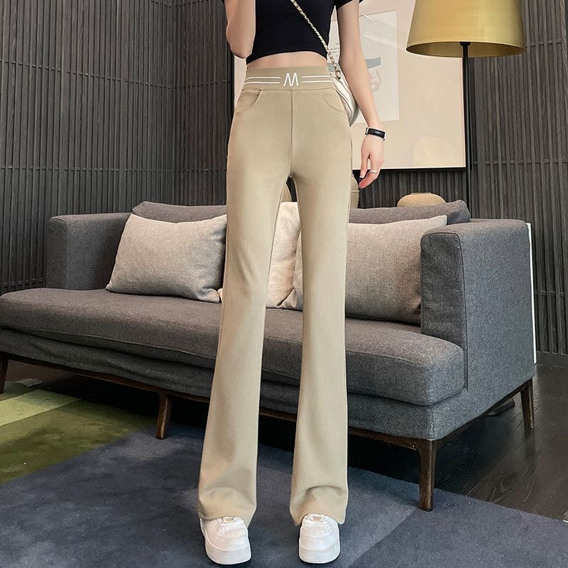 Micro-flare pants for women, autumn thin, 2024 high-waisted elastic super slim and drapey wide-leg straight pants